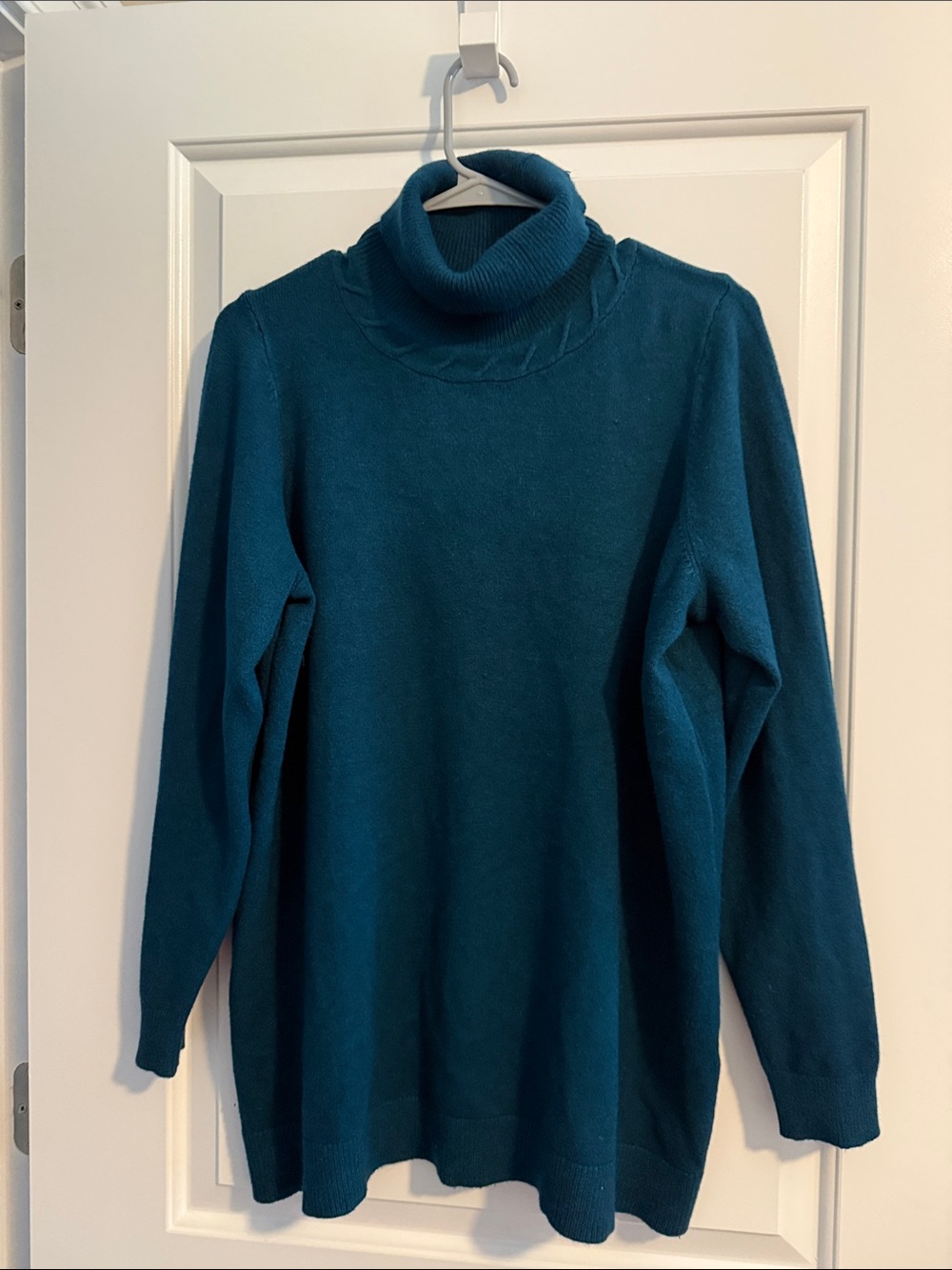 Evolution by Cyrus Teal Ribbed Turtleneck Sweater